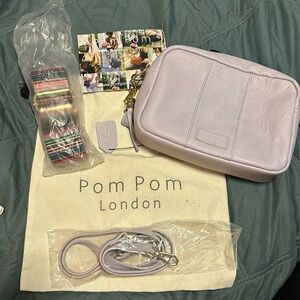 Lilac Pom Pom London City bag with accessories.